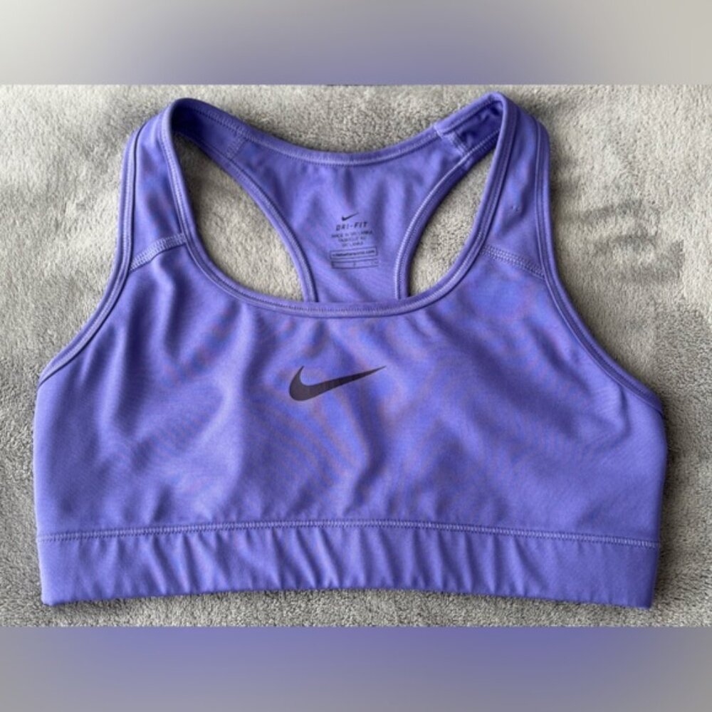 Purple Nike sports bra.